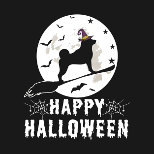 Shiba Inu Dog Witch Happy Halloween Funny T-Shirt