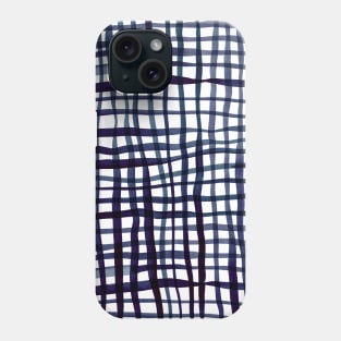 Watercolor doodle gingham - indigo Phone Case