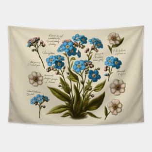 Vintage Forget me not Botanical Tapestry