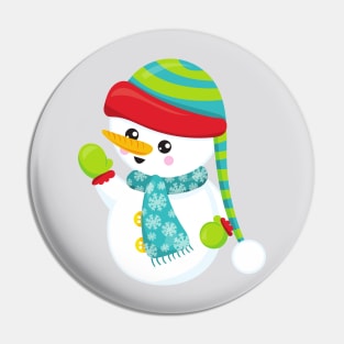 Christmas Snowman, Scarf, Hat, Gloves, Carrot Nose Pin