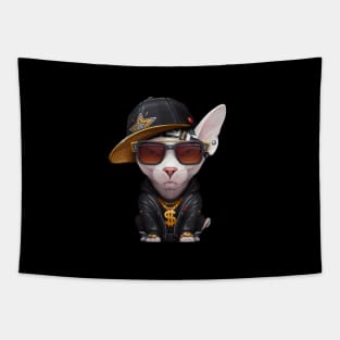 White Sphynx Cat Hip-Hop Super Star Tapestry