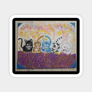 Cute kitten  friends art Magnet