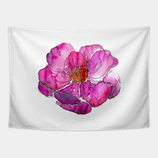 Watercolor peonies pink spring purple Tapestry