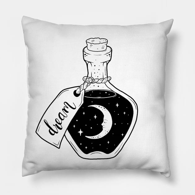 Dream in a bottle Pillow by valentinahramov