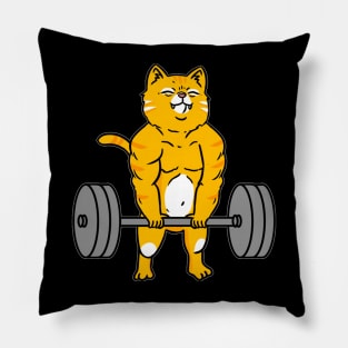 Cat Deadlift Weightlifting Cat Pillow