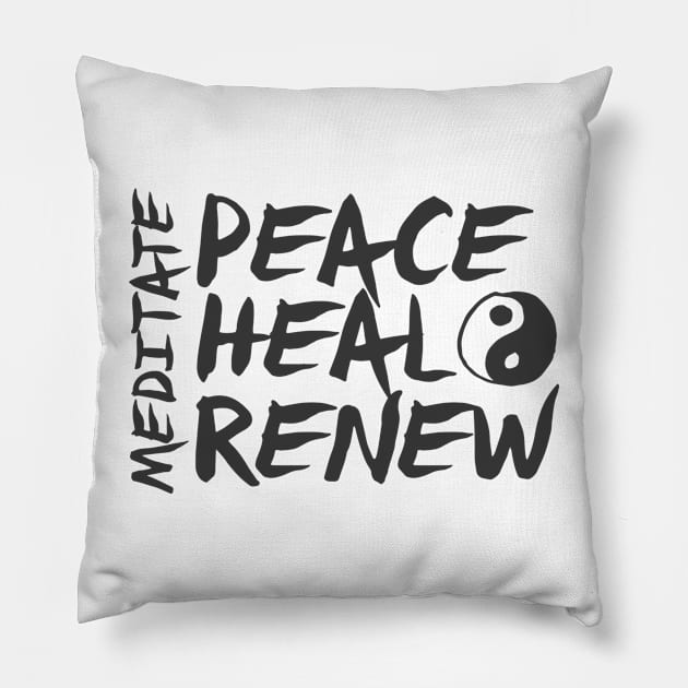 Peace Heal Renew Pillow by hybridgothica