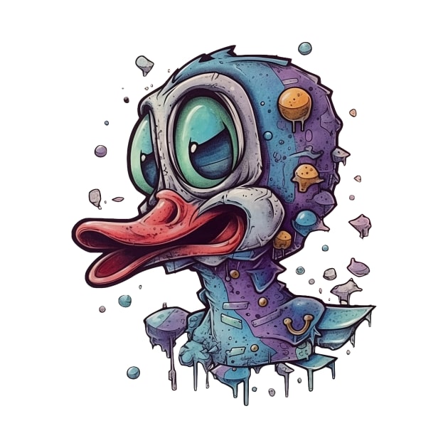 Trippy cartoon duck by stkUA