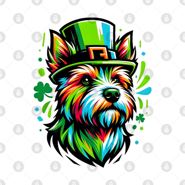 Festive Norfolk Terrier in Graffiti Style for St. Patrick's by ArtRUs