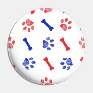 Blue and red doodle paw prints Pin