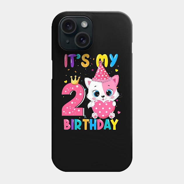 Kids Its My 2nd Birthday Shirt Girl Kitty Theme Party Phone Case by Hesti Design