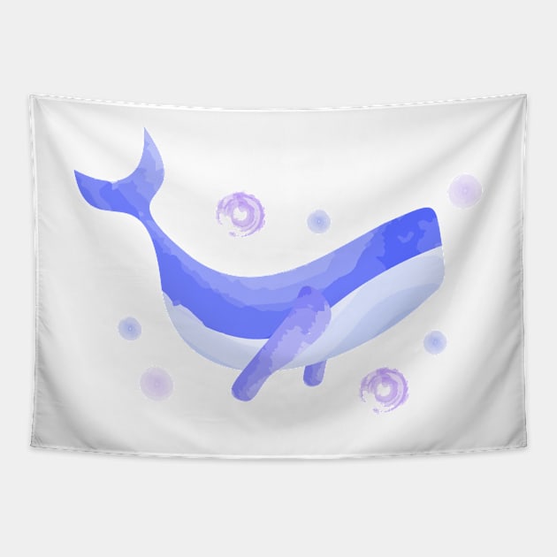 Blue whale watercolor pattern Tapestry by Aoxydesign