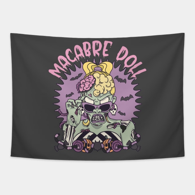 Macabre Doll Zombie Girl Tapestry by Tip Top Tee's