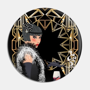 Woman with wine glass Pin