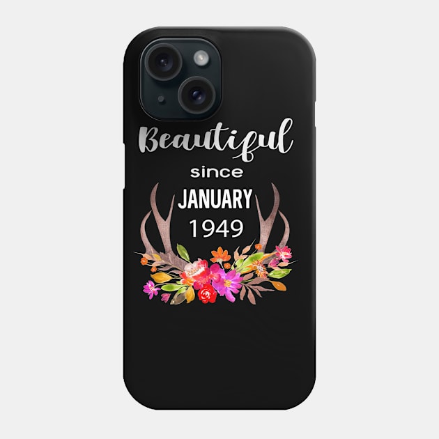 Beautiful Since January 1949 Boho Floral Birthday Gift Women Girls Ladies Phone Case by familycuteycom