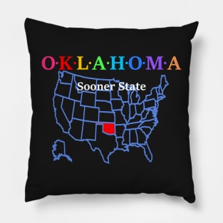 Oklahoma, USA. Sooner State. (With Map) Pillow