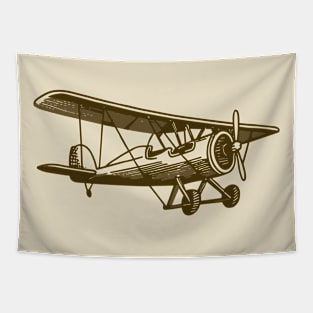 Line art of a Biplane Tapestry