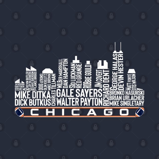 Chicago Football Team All Time Legends, Chicago City Skyline by Legend Skyline