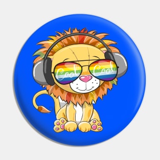 Cool Cartoon Cute Lion with sun glasses Pin