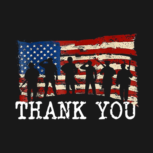 American Flag Thank you Veterans T-Shirt by wheeleripjm