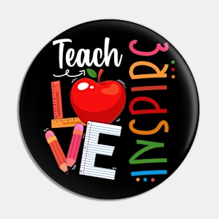 Cute Teach Love And Inspire Men Women Teacher Pin