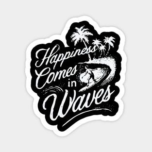 Happiness Comes In Waves, Retro Surfing Lover Magnet