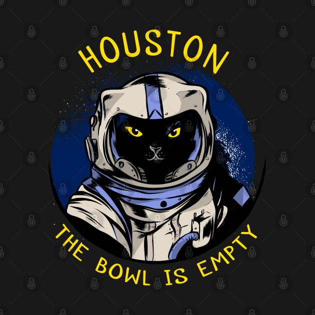 funny cat – Astrocat – Houston, the bowl is empty (dark variant) by LiveForever