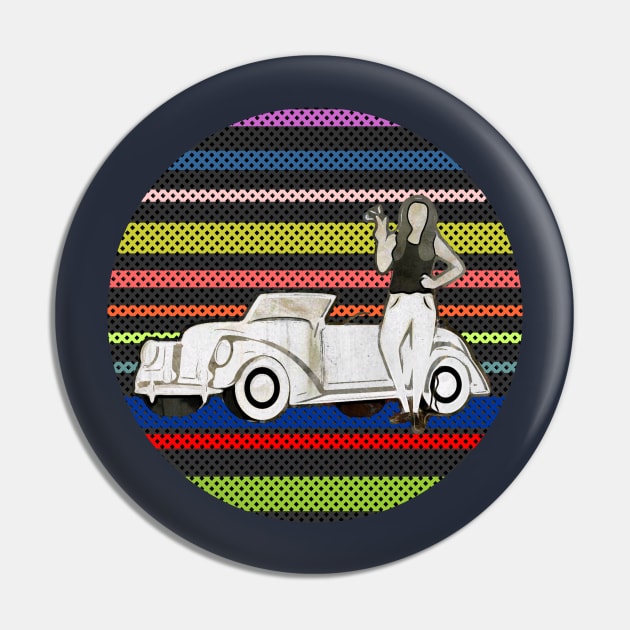 Vintage Car and Girl - Retro Background - Car lover Pin by Yas R