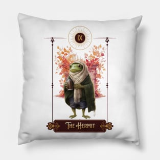 "The Hermit" Frog Tarot Card Pillow