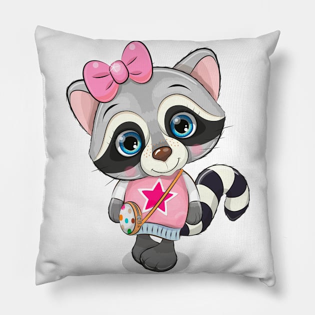 Cute Raccoon Pillow by Reginast777