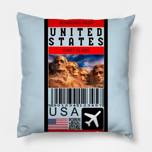 USA first class boarding pass Pillow