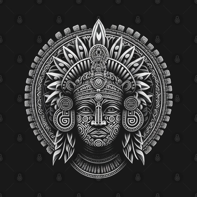 Aztec Style Warrior Face Art by idrockthat