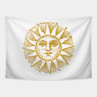 Sun Face | Sun with Face | Vintage Style Sun Illustration | Gold | Tapestry