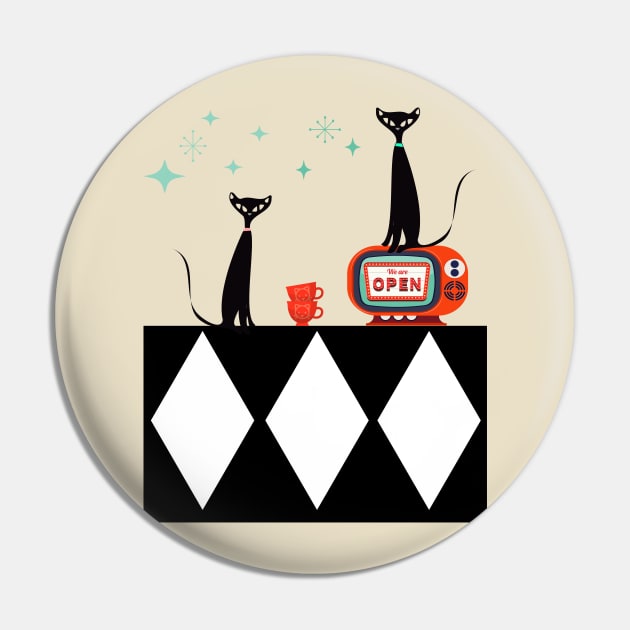 Black Cats Sitting on Vintage Furniture Pin by Lisa Williams Design