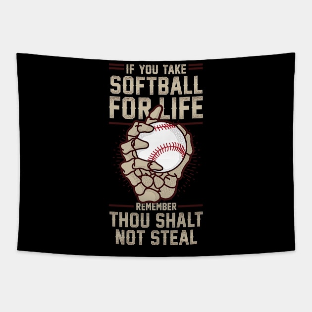 Thou Shalt Not Steal Softball Tapestry by TreehouseDesigns