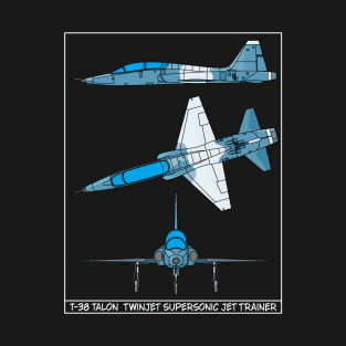 T-38 Talon American Supersonic Jet Pilot Advanced Trainer Aircraft Diagram Gift T-Shirt