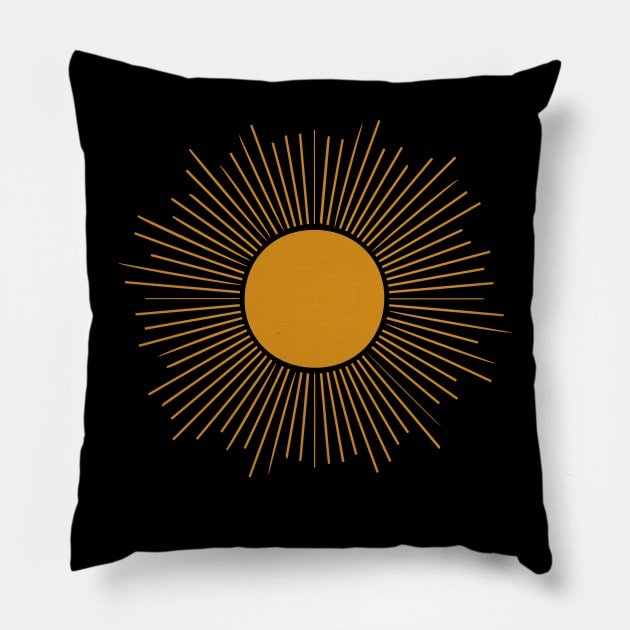 bohemian astrological design with sun, stars and sunburst. Boho linear icons or symbols in trendy minimalist style. Modern art Pillow by zaiynabhw