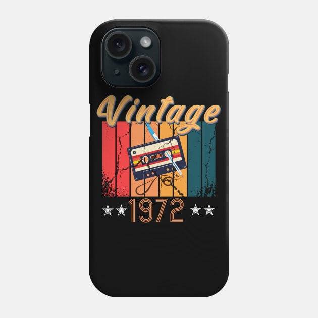 48th Birthday 48 Years Old 48th Vintage Retro cassette Mixtape Music Cassette 1972 Birthday Phone Case by Flipodesigner