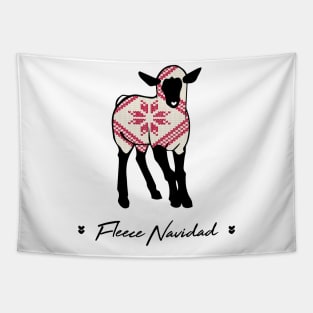 Fleece Navidad Feliz Navidad Christmas Sheep 2 Tapestry