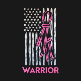 Breast Cancer Warrior Awareness  Pink Stripes Ribbon T-Shirt