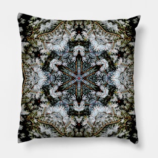 Mandala Kaleidoscope in Shades of Green and Brown Pillow