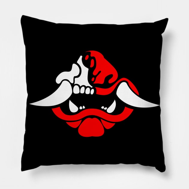 Cyberpunk Samura Oni Mask Pillow by BoombasticArt