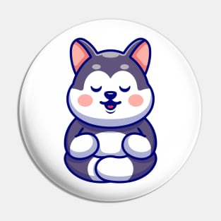 Cute baby husky meditation cartoon Pin