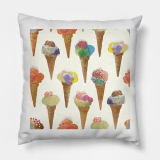 Gelato ice cream vanilla watercolor painted pattern Pillow