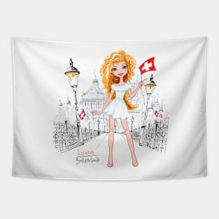 Cute fashionable girl in Lucerne Tapestry