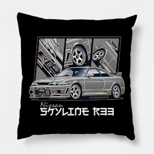 Grey Nissan Skyline r33 GTR, JDM Car Pillow