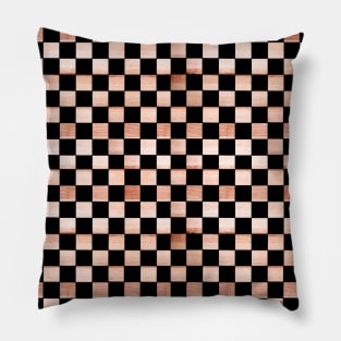 Black and Beige Checkered Wood Texture Pillow