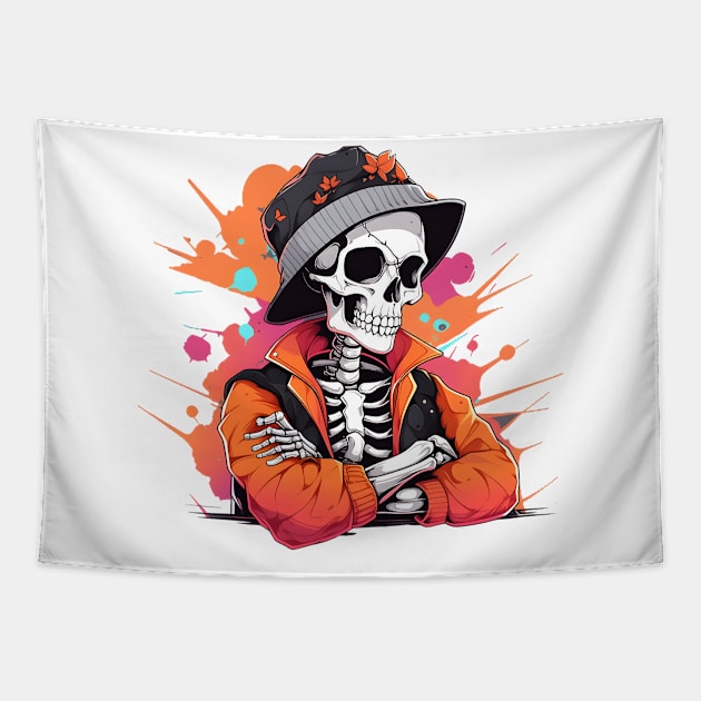 Halloween Skull Terror Tapestry by ragil_studio