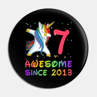 Awesome Since 2013 Birthday Unicorn Dabbing Gift 7 Years Old Pin