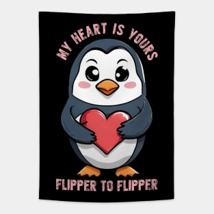 Flipper to Flipper: A Lovestruck Penguin Tapestry