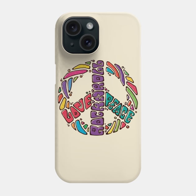 Peace, Love & Rock'n Roll Retro Colorful Phone Case by Luve